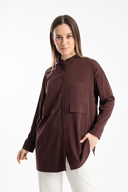 Cepli Kol Detaylı (Standart) Bordo Gömlek - 2