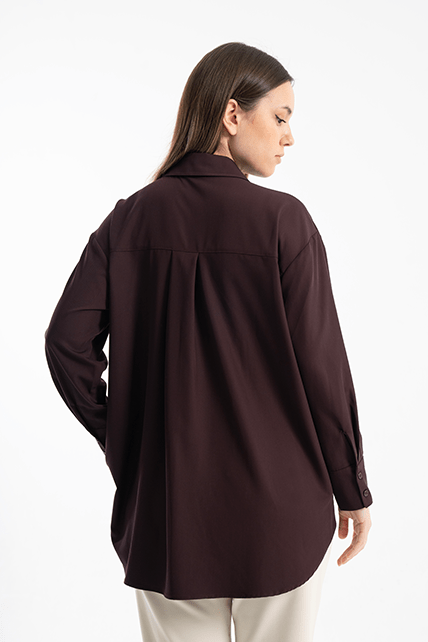 Derin Koyu Bordo Oversize Gömlek - 5