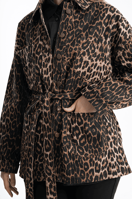 Leopar Desenli (Denim) Kot Ceket - 2