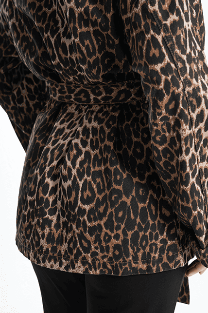 Leopar Desenli (Denim) Kot Ceket - 4