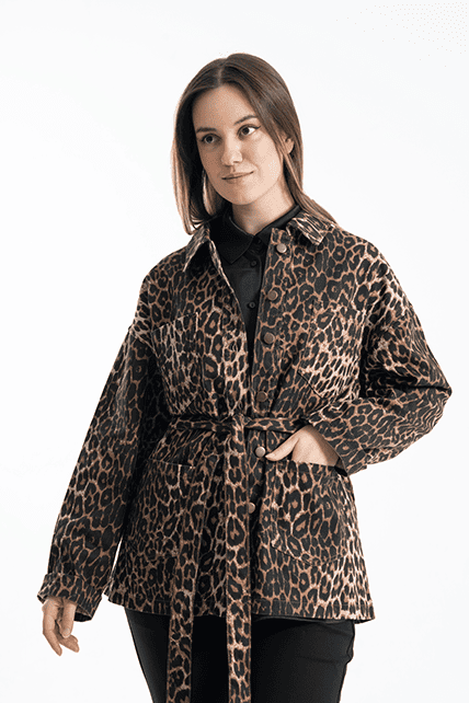 Leopar Desenli (Denim) Kot Ceket - 1